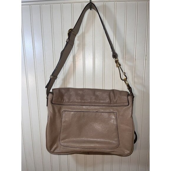 Dkny Leather Expandable  taupe  shoulder bag with turquoise blue wallet - Picture 3 of 10